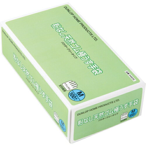 ダンロップホームプロダクツ 粉なし天然ゴム極うす手袋 M 1箱(100枚)(175675) 目安在庫=○
