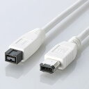 【P5E】エレコム IEEE1394b FireWireケーブル 9pin-6pin 1.0m IE-961WH(IE-961WH) メーカー在庫品