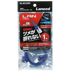 エレコム ELECOM ツメ折防止フラットLANケーブル C6A 1.0m ブルーメタリック(LD-GFAT/BM10) 目安在庫=○