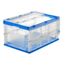 【P5S】サンワサプライ 折りたたみコンテナ 75リットルふた付き クリア色(CNT-CV75CL) メーカー在庫品