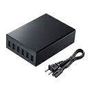 サンワサプライ SANWA SUPPLY USB充電器(6ポート・合計12A・ブラック)(ACA-IP67BK) メーカー在庫品
