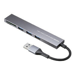【P5S】サンワサプライ USB 5Gbps 3ポート スリム ハブ(カードリーダー付き)(USB-3HC320MS) メーカー在庫品[メール便対象商品]
