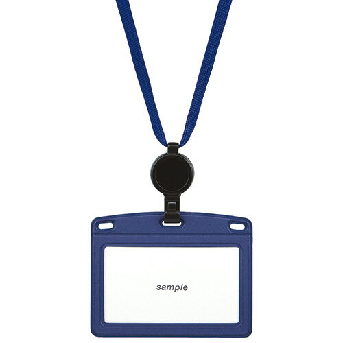 オープン工業 吊下げ名札 リール式 レザー調 ヨコ名刺サイズ 青 1個(NL-25P-BU) 目安在庫=○