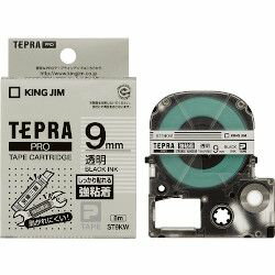 キングジム KING JIM テプラPROテープ強粘着 透明/黒文字 9mm ST9KW 目安在庫=○