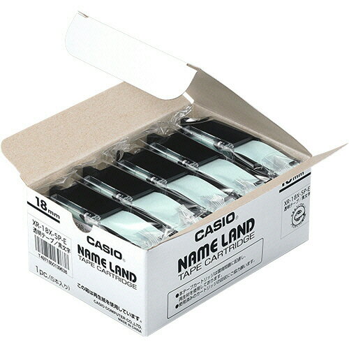カシオ CASIO NAME LAND スタンダードテープ 18mmx8m 透明/黒文字 1セット(30個:5個x6パック)(49718501..