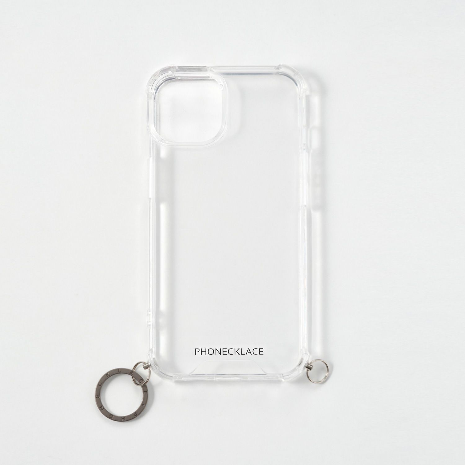 Rakuten - PHONECKLACE PHONECKLACE ストラップ用リング付きクリアケース for iPhone 14 ガンブラ(PN23858i14BK) 仕入先在庫品[メール便対象商品]