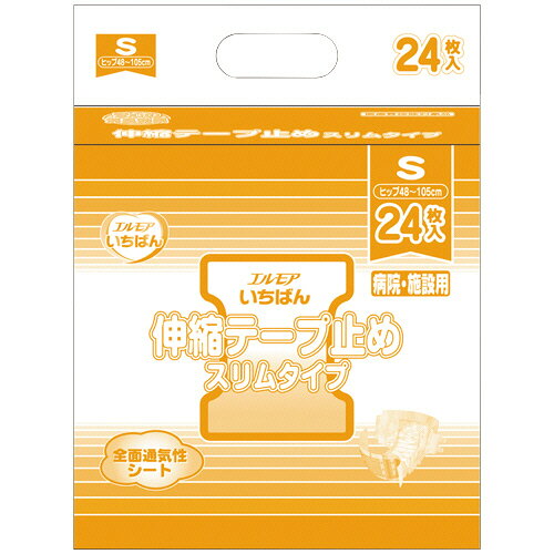Rakuten - カミ商事 エルモア いちばん 伸縮テープ止め スリム S 1セット(96枚:24枚×4パック)(4971633715493 x4) 目安在庫=○