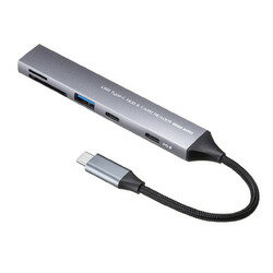 SANWA SUPPLY - 【P5S】サンワサプライ USB 5Gbps 3ポート スリム ハブ（カードリーダー付き）(USB-5TCPC29GM) メーカー在庫品