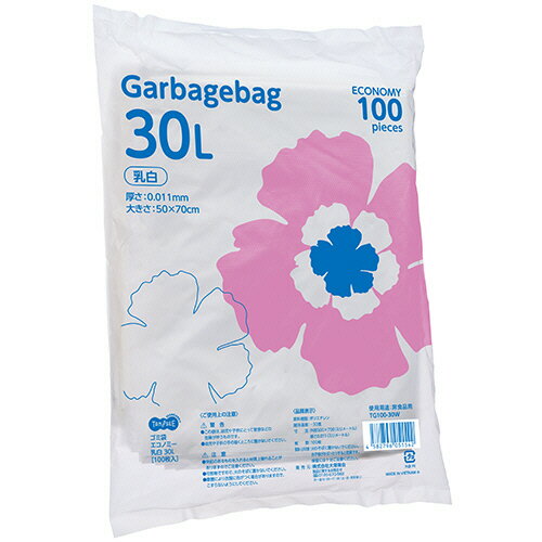 TPS ゴミ袋エコノミー 乳白 30L 1セット(1400枚:100枚×14パック)(4582796051542 x14) 目安在庫=○