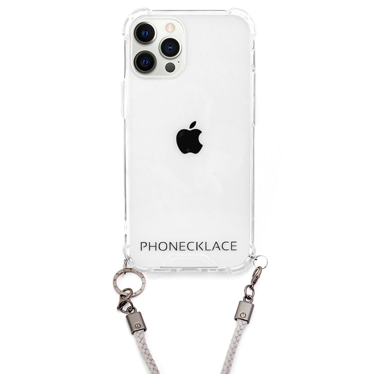 乐天商城 - PHONECKLACE iPhone 12/12Pro ロープショルダーストラップ付きクリアケース グレー(PC20432i12P) 仕入先在庫品[メール便対象商品]