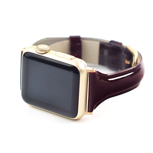 WEARPLANET Slim Line 本革 エナメルバンド for Apple Watch 41/40/38mm ガーネットブ(WP23098AWBR) 仕入先在庫品[メール便対象商品]
