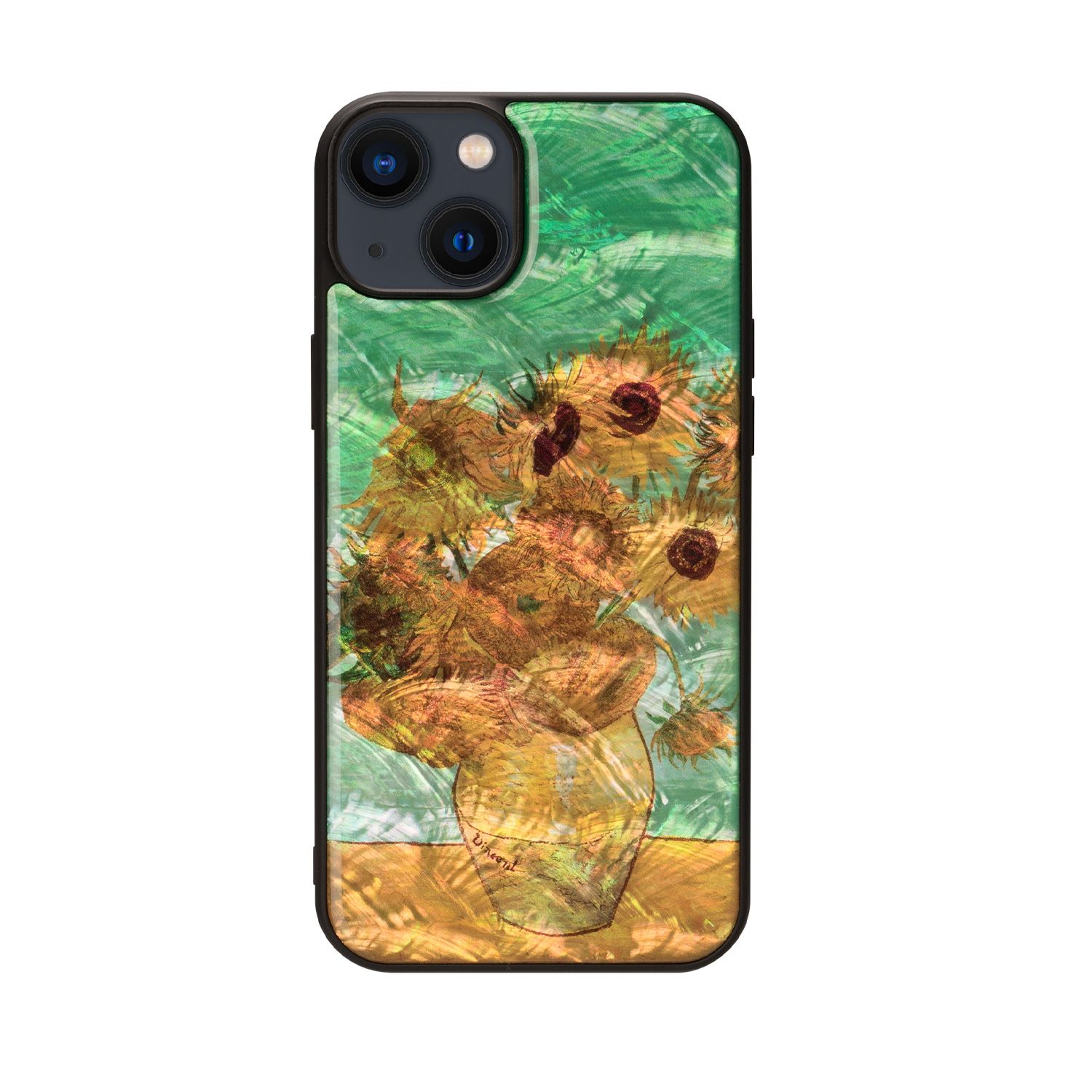 ikins 天然貝ケース for iPhone 14 Plus ひまわり 背面カバー型(I23603i14M) 仕入先在庫品[メール便対象商品]