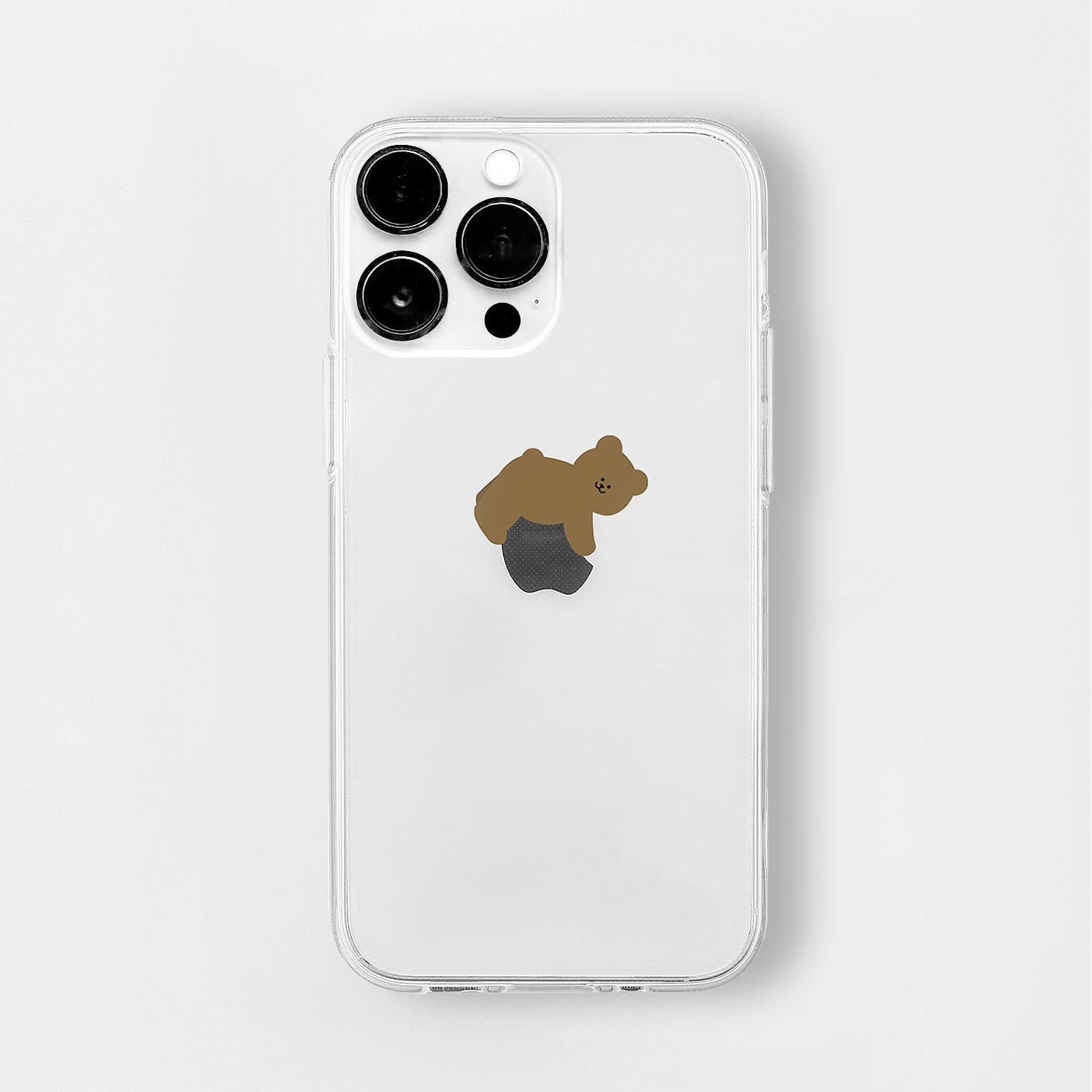 Rakuten - 168cm ソフトクリアケース for iPhone 14 Pro リンゴとブラウンベア 背面カバー型(16823838i14P) 仕入先在庫品[メール便対象商品]
