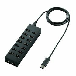 エレコム ELECOM 16ポートセルフパワーUSBハブ ブラック U2H-Z16SBK 目安在庫=△
