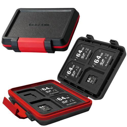 エレコム メモリカードケース ハード SD8枚+microSD8枚収納 ブラック(CMC-SDCHD01BK) メーカー在庫品