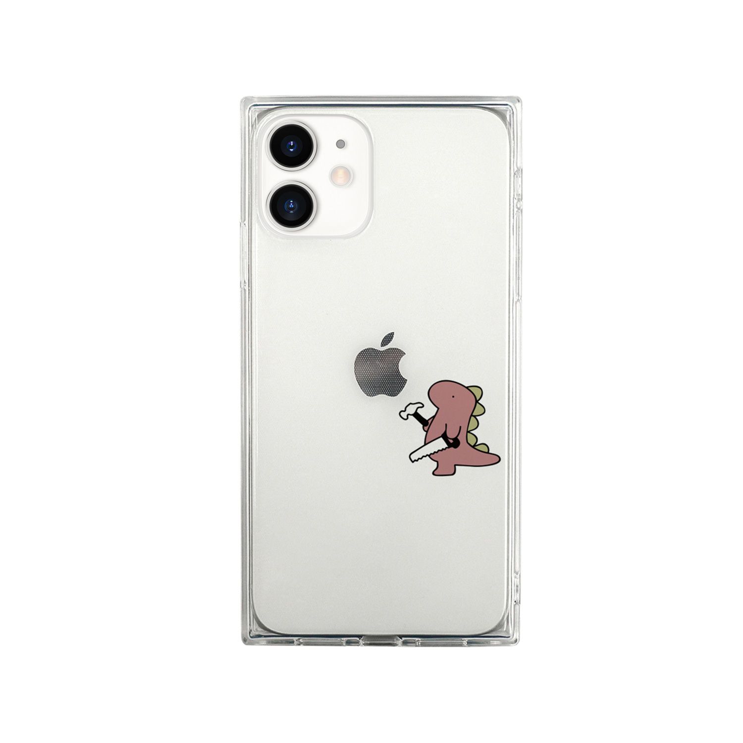 AKAN iPhone 12 mini ソフトスクエアケース おしごとダイナソー 日曜大工 ピンク(AK19180i12) 仕入先在庫品 メール便対象商品