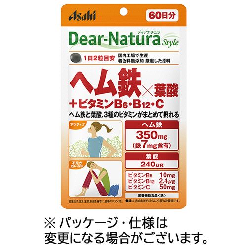 アサヒグループ食品 ASAHI ディアナチュラスタイル ヘム鉄×葉酸+ビタミンB6・B12・...