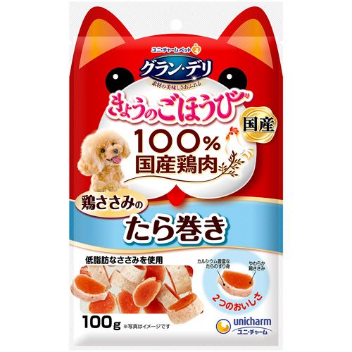 乐天商城 - ユニ・チャーム グラン・デリ きょうのごほうび 鶏ささみのたら巻き 100g 1パック(ゴホウビSタラマキ100) 目安在庫=○