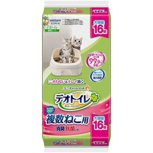 Other - ユニ・チャーム デオトイレ 複数ねこ用消臭・抗菌シート 1パック(16枚)(632291) 目安在庫=○