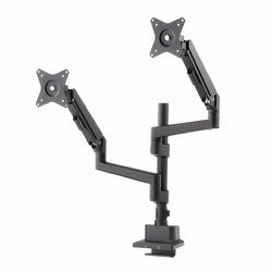 【P5S】サンワサプライ モニターアーム(デュアル・ガススプリング式・支柱タイプ・ブラック)(CR-LAC2407BK) メーカー在庫品