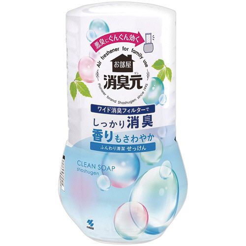 小林製薬 お部屋の消臭元 ふんわり清潔せっけん 400mL 1セット(3個)(4987072099773 x3) 目安在庫=○ e-bear-11576890 いぃべあー 楽天市場店 パッケージ画像