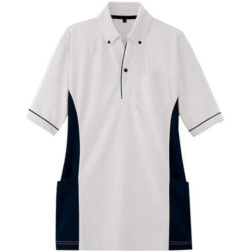 アイトス サイドポケット半袖ポロシャツ(男女兼用) ダンボールニット シルバーグレー Lサイズ 1着(AZ-7679-003-L) 目安在庫=○