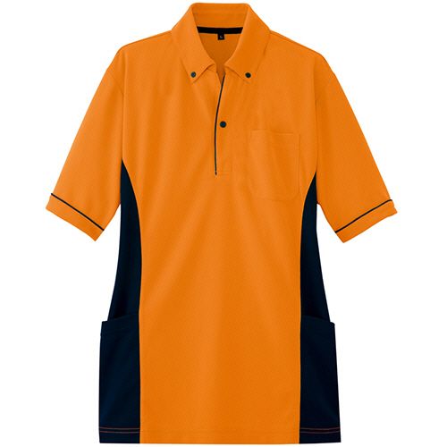 Rakuten - アイトス サイドポケット半袖ポロシャツ(男女兼用) ダンボールニット オレンジ Mサイズ 1着(AZ-7679-063-M) 目安在庫=○