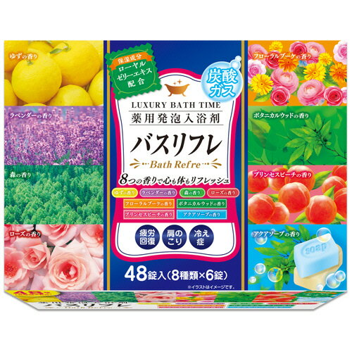 ライオンケミカル 薬用発泡入浴剤 バスリフレ フルーツフラワー 40g/錠 1箱(48錠:8種類×6 ...