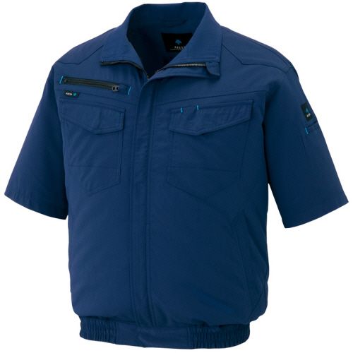 Rakuten - アイトス 半袖ブルゾン 空調服対応 男女兼用 軽量ストレッチドビー ネイビー S 1着(AZ-2998-008-S) 目安在庫=○
