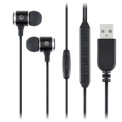 ナカバヤシ NAKABAYASHI USBイヤホンマイク 多機能リモコン ボリューム調節ミュートが手元でできる多機能リモコン付き(UHP-09BK) 目安在庫=○