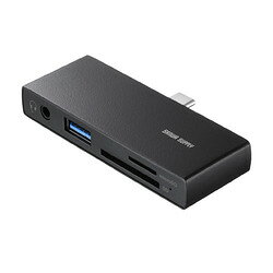 サンワサプライ SANWA SUPPLY USB 5Gbps Type-C カードリーダー（USB1ポート搭載）(ADR-5TCSD2BK) メーカー在庫品