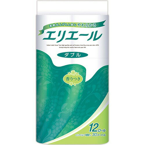 乐天商城 - 大王製紙 エリエール トイレットティシュー ダブル 芯あり 香りつき 30m 1パック(12ロール)(Eトイレツト2P12R6) 目安在庫=○