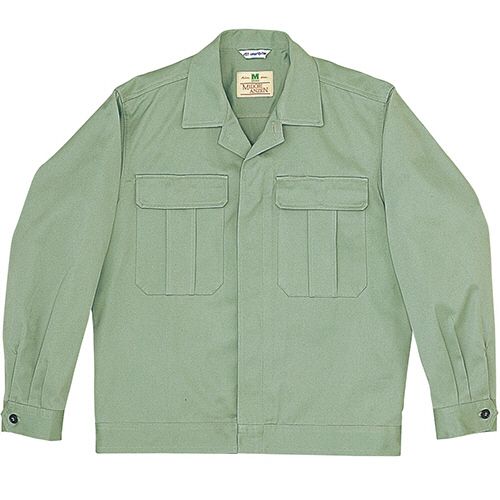 ミドリ安全 綿2つポケットジャンパー 前ボタン式 M6076上 アースグリーン LL 1着(M6076-UE-LL) 目安在庫=○