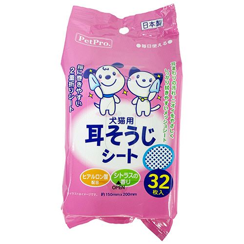 Other - ペットプロジャパン PetPro 犬猫用 耳そうじシート 1パック(32枚)(627053) 目安在庫=○