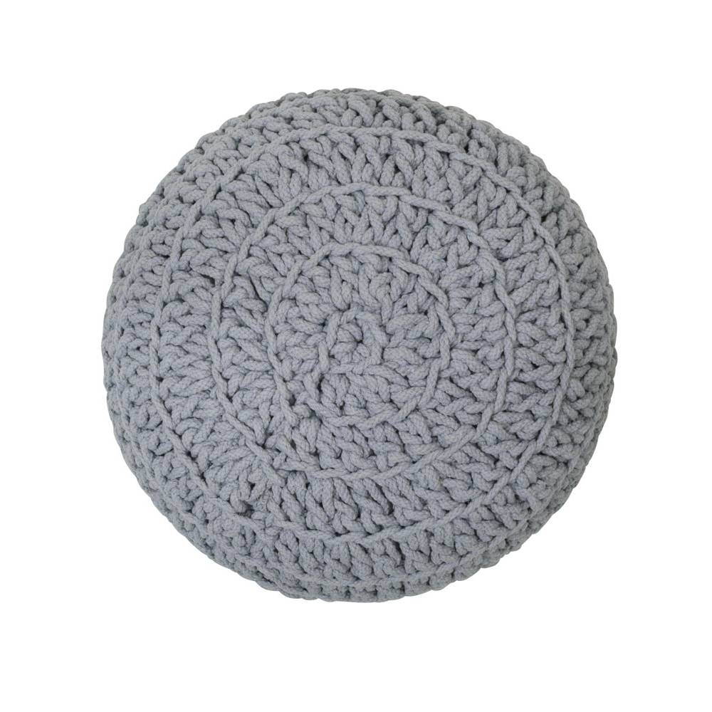 プフ スツール クッション コットン 幅50x奥行50x高さ35cm グレー 手編み デザイン01 おしゃれ 円形 丸 モロッカン モロッコ インスタ映え [3]