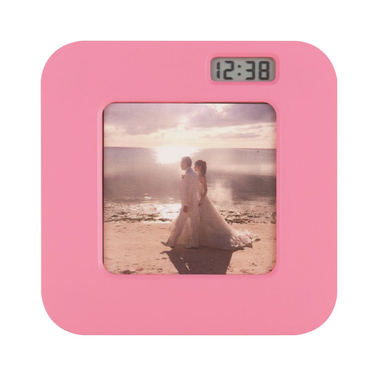 ましかくフォトフレームクロック 写真立て 置き時計 置時計 ピンク かわいい ADDESO アデッソ 名入れ MS-01PK
