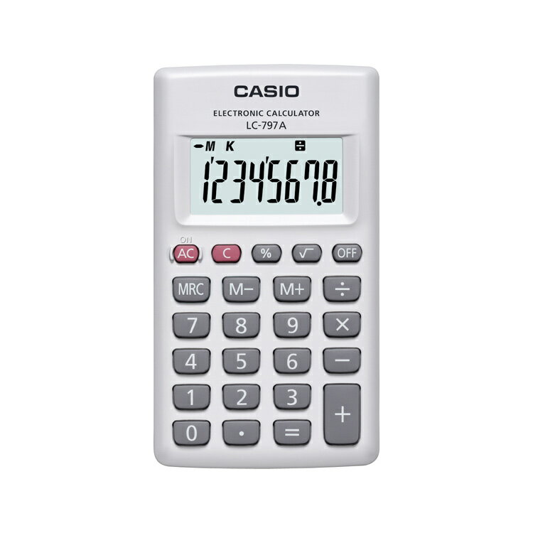 【20時から2000円オフクーポン&ポイント最大46倍!】カード型電卓 LC-797A-N カシオ CASIO 小型 8桁表示 ゴムキー 電卓 小さい 携帯用 モバイル