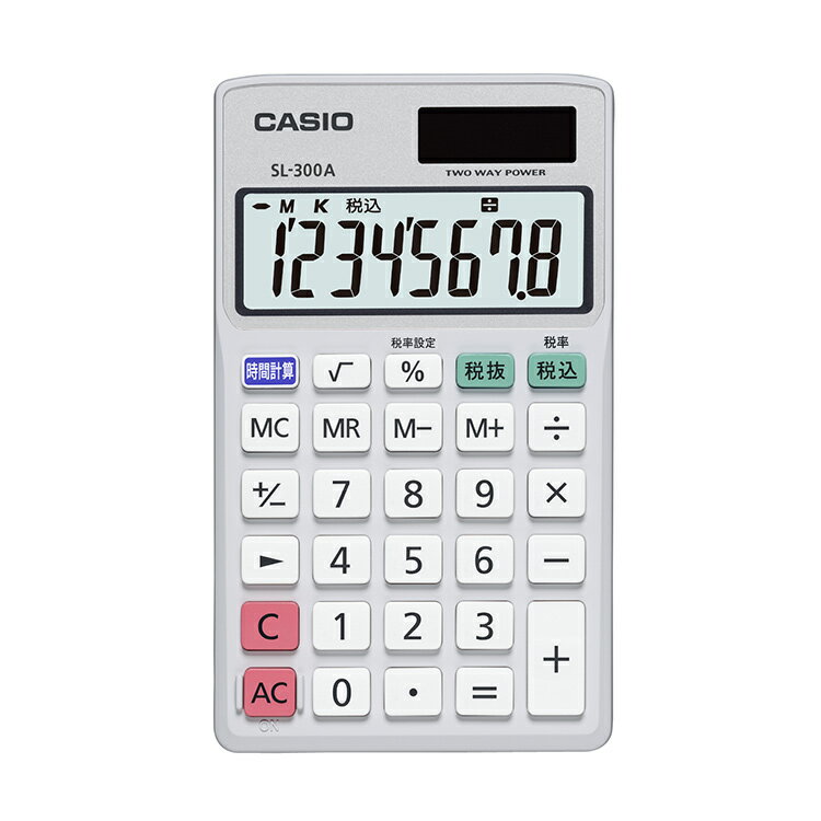 【2000円オフクーポン&ポイント最大46倍!16日1:59迄】小型手帳タイプ SL-300A-N カシオ CASIO 小さい 8桁表示 税計算 時間計算 2電源 ソーラー 電卓