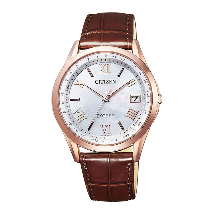エクシード EXCEED CB1112-07W シチズン CITIZEN ソーラー電波 クロコダイル ワニ革 ペアモデル ピンクゴールド メンズ 腕時計 お取り寄せ