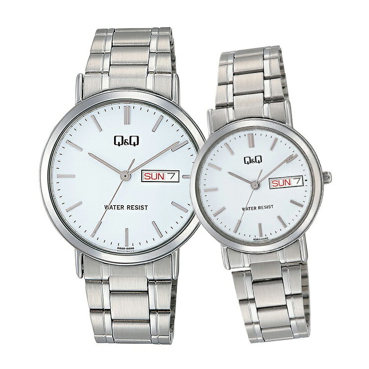 8/1（日）24H限定！当店エントリーで更にP10倍！ペアウォッチ ペアセット Q&Q ペア 腕時計 アナログ ステンレスバンド メタルバンド 防水機能 バーインデックス キューアンドキュー A202-201/A203-201 シチズン SPAIR0036