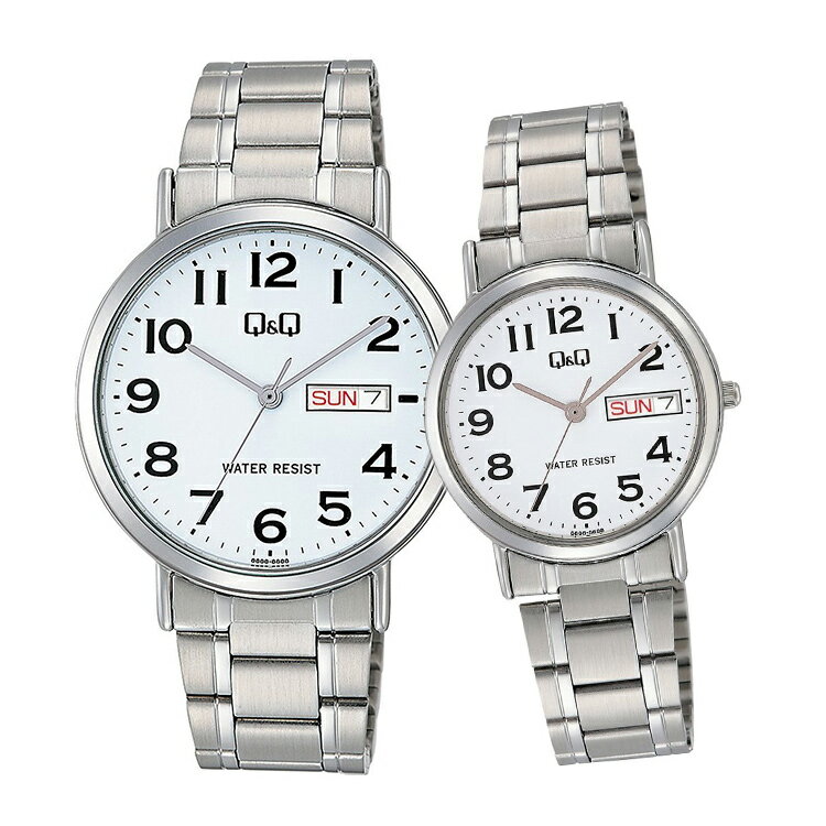 8/1（日）24H限定！当店エントリーで更にP10倍！ペアウォッチ ペアセット Q&Q ペア 腕時計 アナログ ステンレスバンド メタルバンド 防水機能 アラビア数字 キューアンドキュー A202-204/A203-204 シチズン SPAIR0037