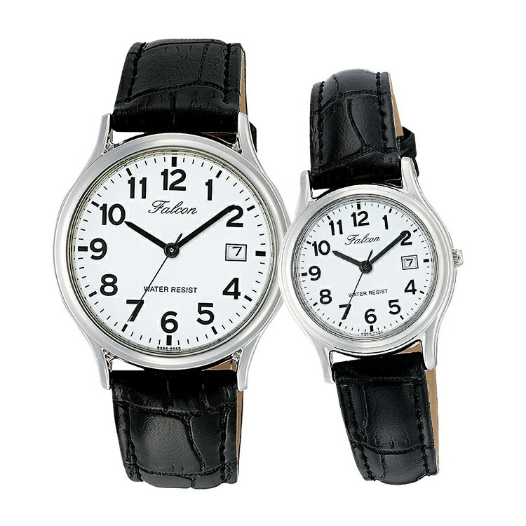 8/1（日）24H限定！当店エントリーで更にP10倍！ペアウォッチ ペアセット Q&Q ペア 腕時計 Falcon ファルコン 合成皮革バンド アラビア数字 黒 ブラック キューアンドキュー D014-304/D015-304 シチズン お取り寄せ SPAIR0052