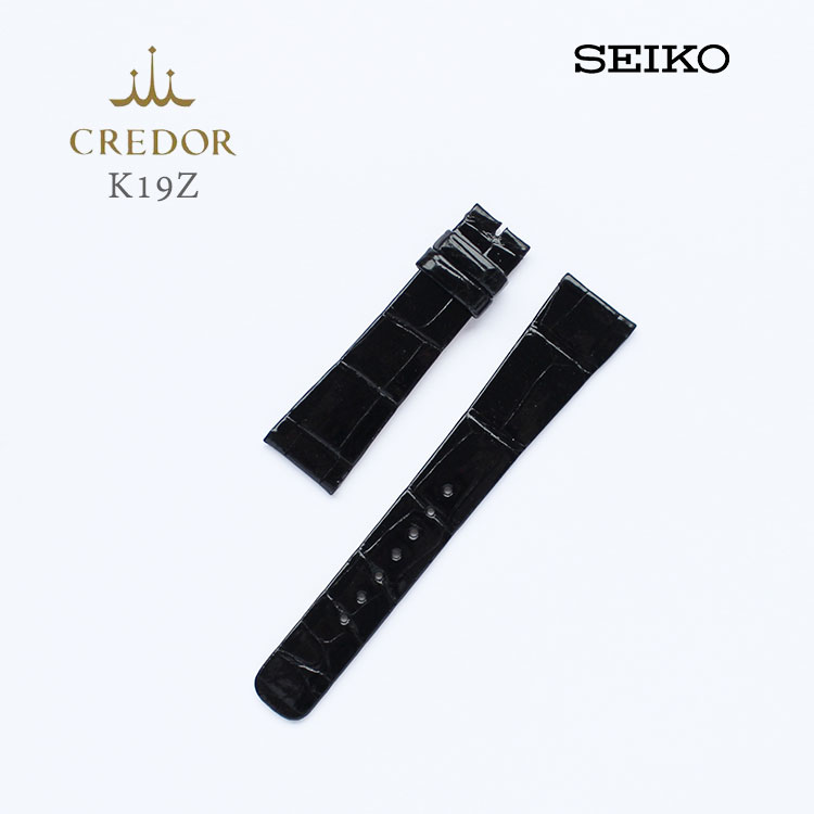 SEIKO セイコー CREDOR クレドール 婦人用 純正バンド 黒 ブラック クロコダイル カン幅：19mm 替えバンド 替えベルト K19Z お取り寄せ