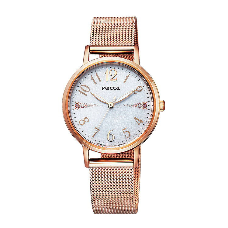 wicca ウィッカ KP5-166-13 シチズン CITIZEN メッシュベルト ピンクゴールド スワロフスキー ソーラー 腕時計 レディース お取り寄せ