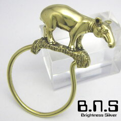 金色の獏、マレーバクキーリング ブラス 真鍮(キーホルダー、キーチェーン、鍵、タピルス、Tapirus indicus、動物)