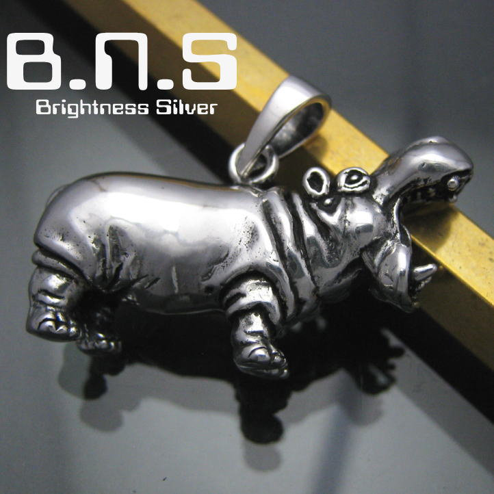 銀の河馬 カバペンダント　シルバー925 SV925 silver925 (かば、ヒポポタマス、Hippopotamus amphibius、動物)【neck-1308-P122】