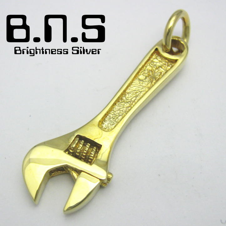 brass tools ゴールドモンキーレンチペンダント　真鍮 ブラス (工具 道具 DIY ボルト ネジ ナット)