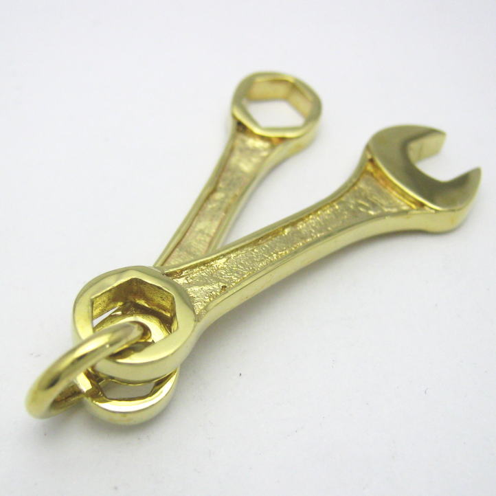 brass tools ゴールドコンビネーションスパナ＆六角めがねレンチペンダント　真鍮 ブラス (工具 道具 DIY コンビネーションレンチ、メガネレンチ、六角レンチ、ボルト、ナット、ネジ)neck-1375-PB63VH e-bns-10001893 ブライトネスシルバー サンプル画像3