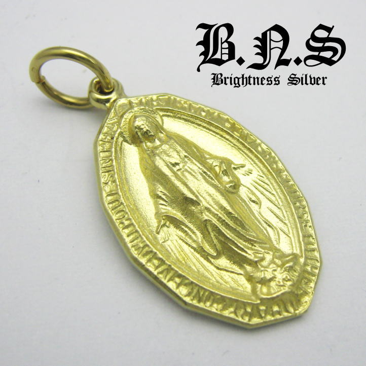イエローブラス　聖母マリアのメダル　マリアメダイペンダント10　真鍮　ブラス