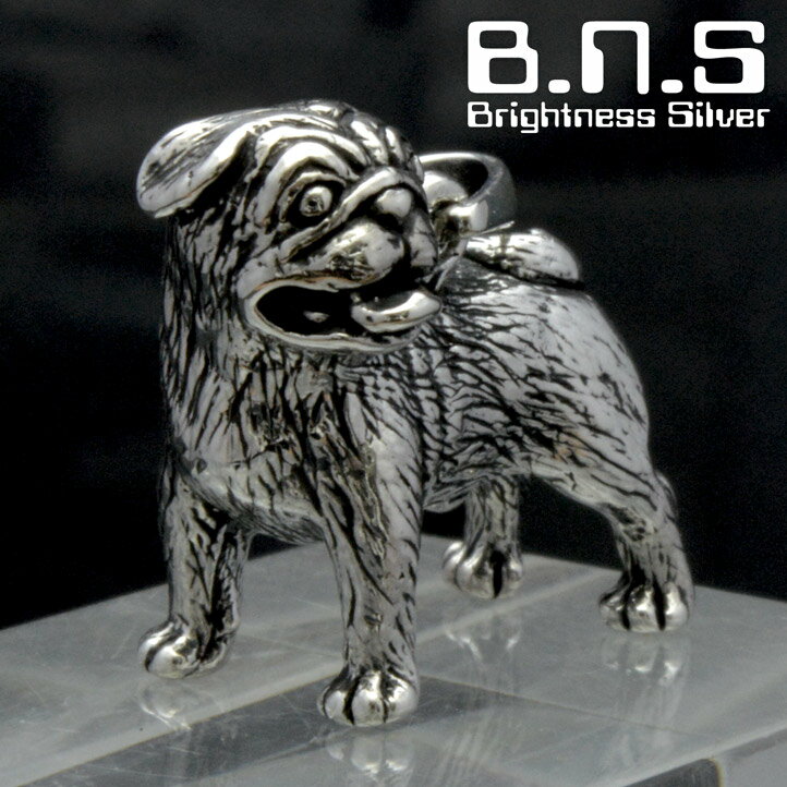 パグペンダント 銀製 シルバー925 (ネックレス、犬、ドッグ、Dog、Pug、動物)【neck-1464-P153TMH】